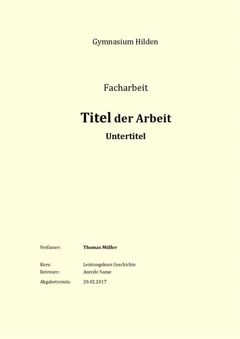 facharbeit muster vorlage.